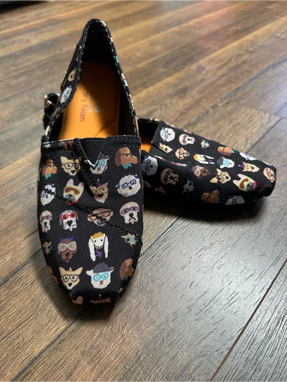 BOBS by Sketcher Black Slip-On Shoes with Cute Dog Faces